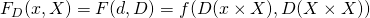 F_D(x,X) = F(d,D) = f(D(x \times X),D(X \times X))
