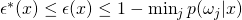 \epsilon^*(x)  \le  \epsilon(x)  \le 1 - \min_j{p(\omega_j | x)}