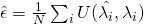 \hat{\epsilon} = {1 \over{N}} \sum_i{U(\hat{\lambda_i} ,\lambda_i)}